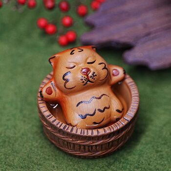 Handmade Purple Clay Little Tiger Lying Flat Tea Pet Ornament, Premium Quality, Suitable for Tea Enthusiasts, Home Decor, Tea Table, Desktop, Tea Tray Decoration