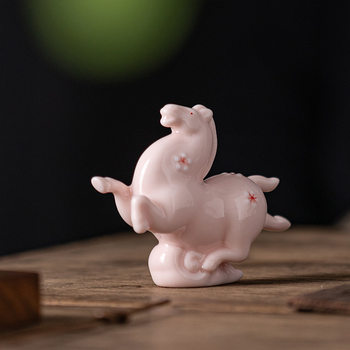 Creative Ceramic Five-Color Horse Figurine, Small Tang-Style Horse Tea Pet Ornament, Premium Quality, Can Be Used for Health Purposes, Zodiac Horse Tea Ceremony Desktop Tea Set Decoration