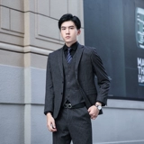 Мужской классический костюм, эластичный пиджак классического кроя для отдыха