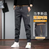 Мужские шелковые летние тонкие дышащие спортивные штаны, эластичная талия, большой размер, свободный прямой крой