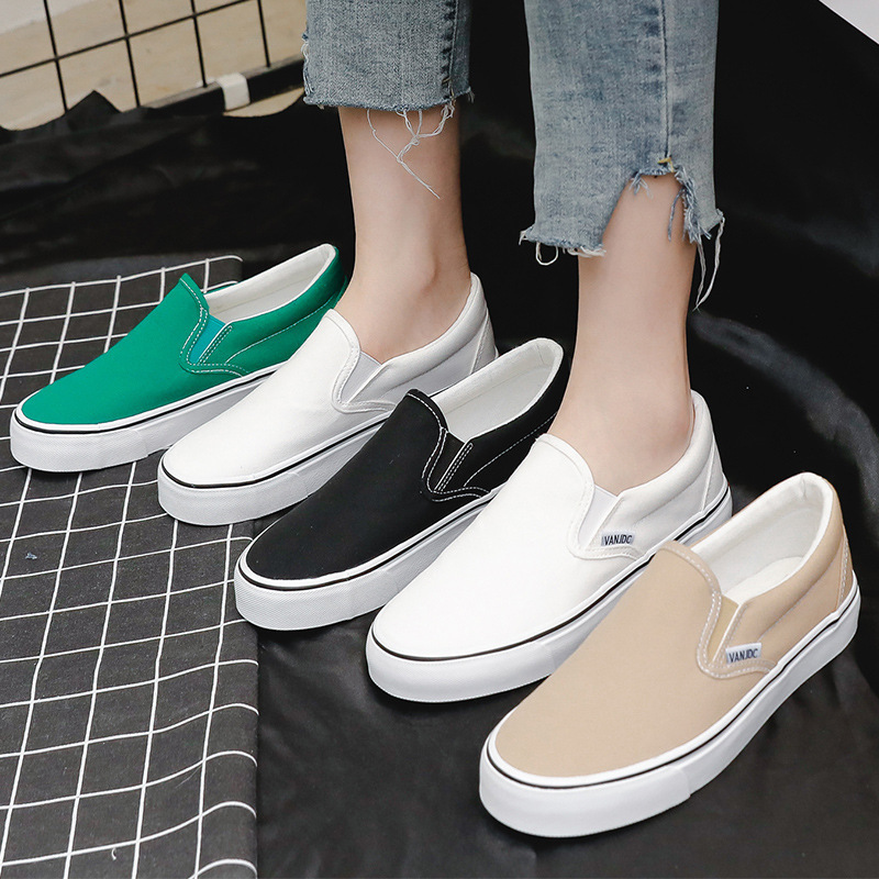 White Canvas Shoes, Youth White Slip-On Shoes, Lazy Slip-On Vulcanized Shoes, Korean Style Couple Student Elastic Casual Sneakers White Canvas Shoes, Youth White Slip-On Shoes, Lazy Slip-On Vulcanized Shoes, Korean Style Couple Student Elastic Casual Sneakers