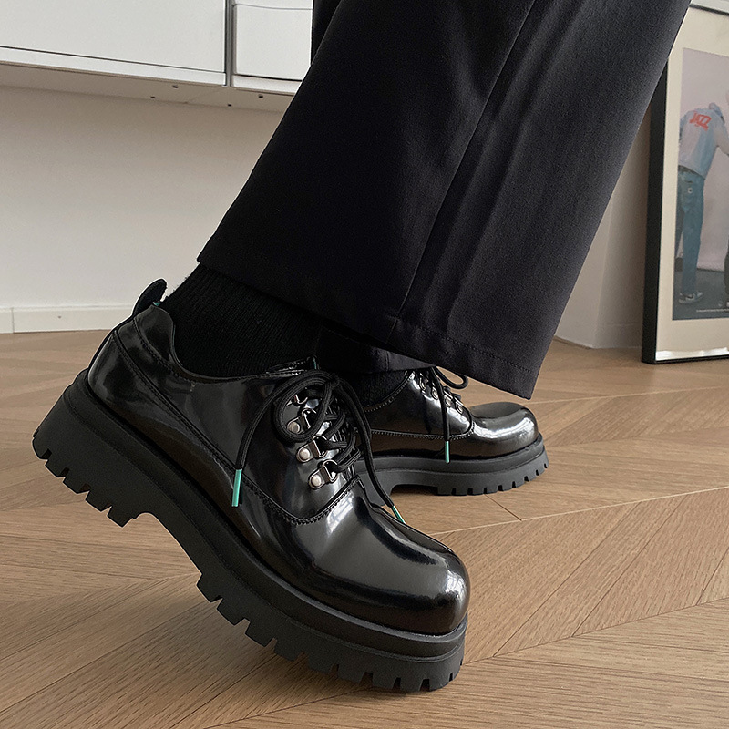 Niche Yuppie Style Design Thick-Soled Derby Leather Shoes New Big-Toe Shoes Yabi Male Model Trendy Men's Shoes