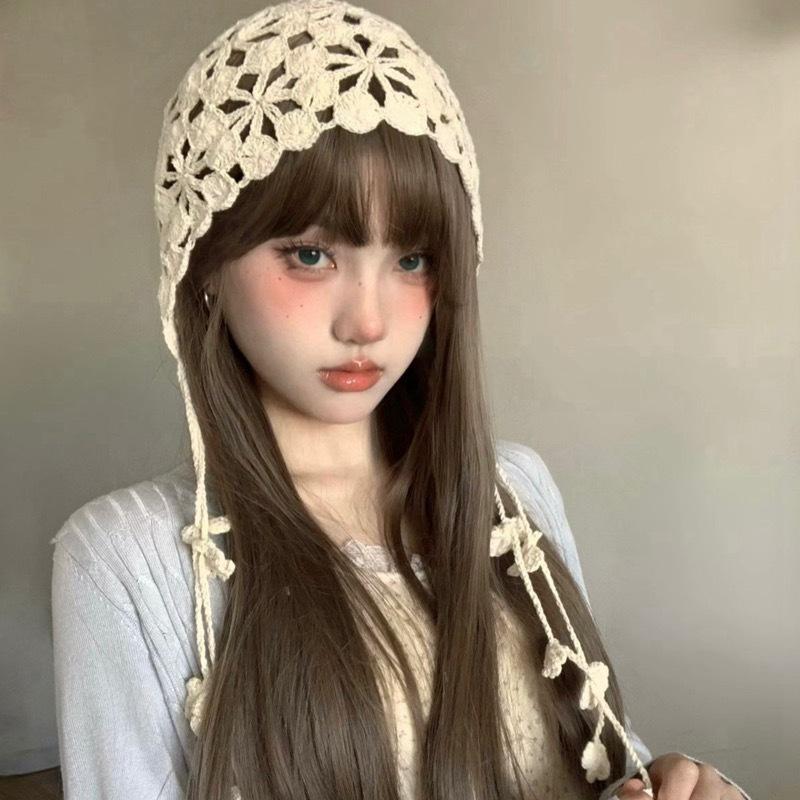 Bohemian Style Handmade Knitted Flower Tassel Ethnic Style Hollow Crochet Headgear, Versatile for Yunnan Travel