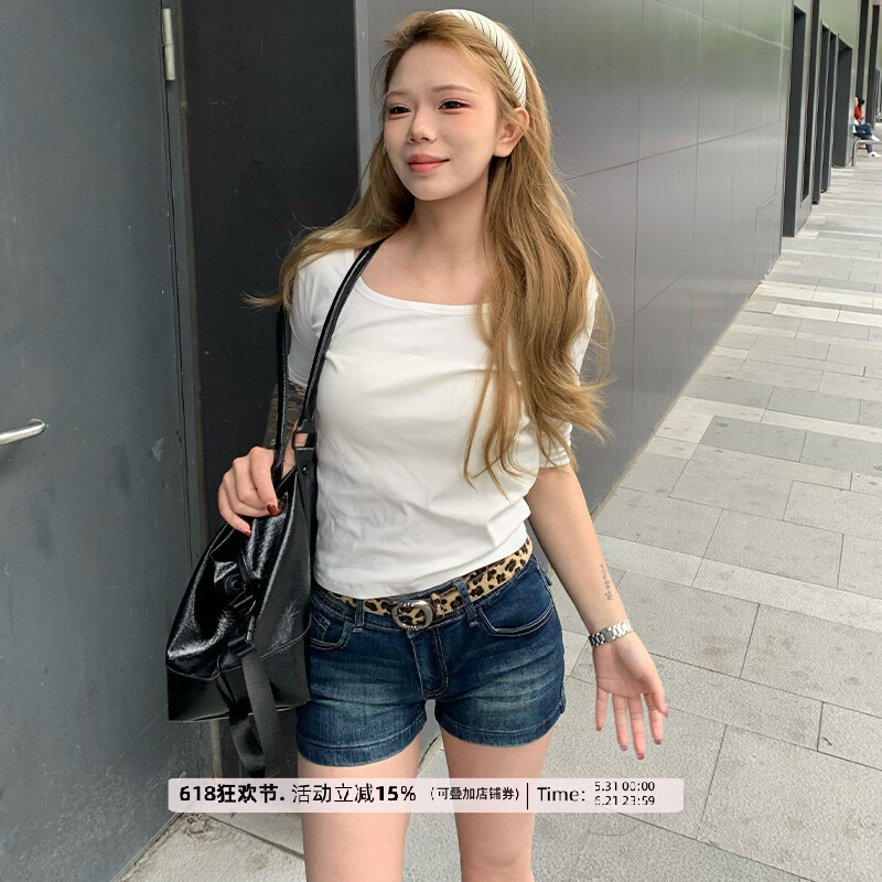 Paponix Dark Blue Hot Girl Shorts Women's Summer New Versatile Hip-Lifting and Hip-Enhancing Elastic Slim Denim Hot Pants