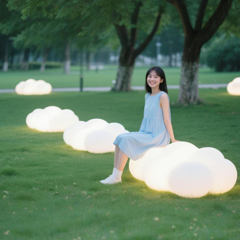 Led Luminous Cloud Light Outdoor Waterproof Park Shopping Mall Large Cloud Bench Creative Landscape Internet-Famous Cloud Seat