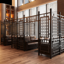 New Chinese style partition wall tea house hot pot beauty salon restaurant booth private room office partition wrought iron fence grille
