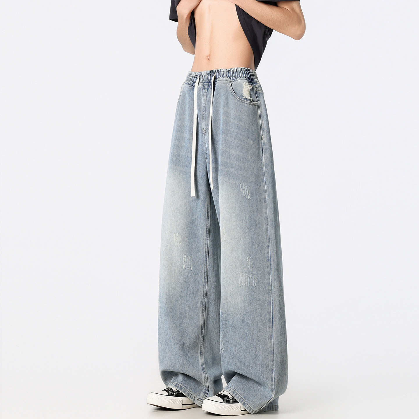 CGDTOOK牛仔裤男款2026新款直筒美式复古宽松夏季薄款垂感长裤子