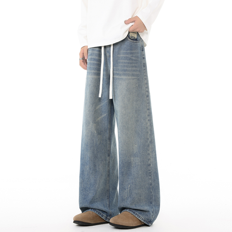 Cgdtook Men's Jeans 2026 New Straight-Leg American Style Trendy Retro Loose Autumn Drape Long Pants