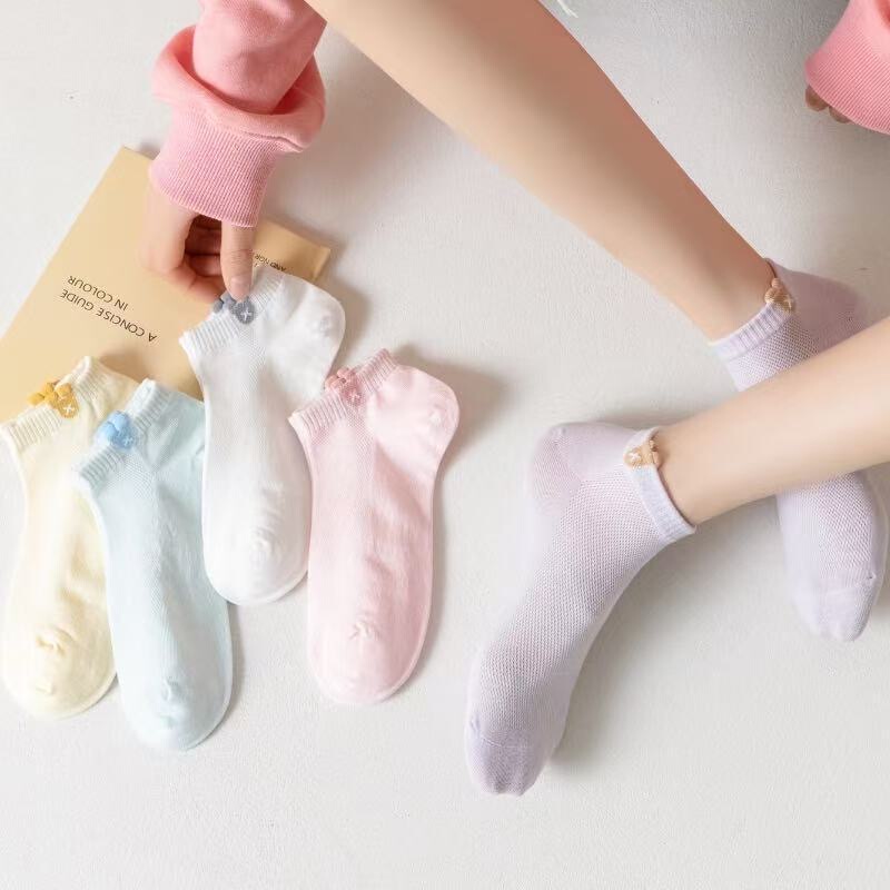 Japanese and Korean Style Low-Cut Invisible Boat Socks for Spring and Summer, Non-Slip for Women, Trendy Ins-Style Macaron Color Series