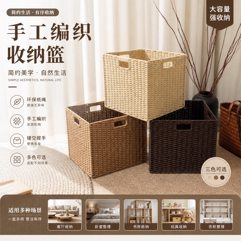 Suitable for Ikea Kalek Imitation Rattan Multifunctional Storage Box, Large Capacity Book and Toy Organizing Folding Storage Basket Suitable for Ikea Kalek Imitation Rattan Multifunctional Storage Box, Large Capacity Book and Toy Organizing Folding Storage Basket