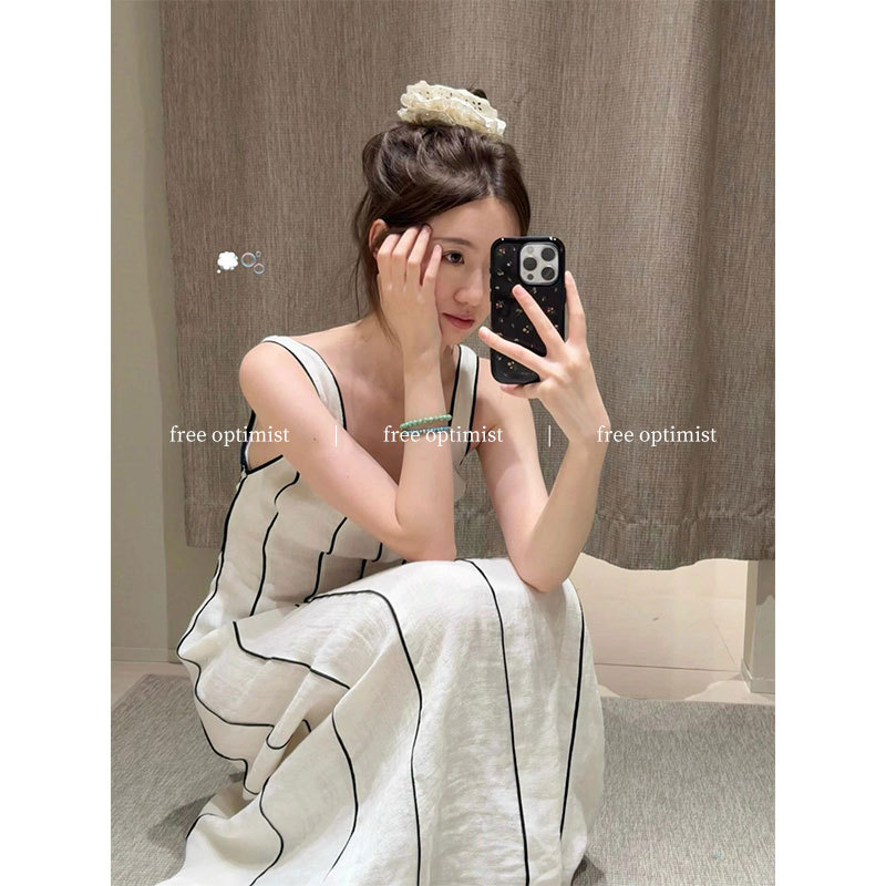 Free Optimist Casual Striped Resort Style Sleeveless Vest Dress 2025 Summer New Waist-Cinching Dress Free Optimist Casual Striped Resort Style Sleeveless Vest Dress 2025 Summer New Waist-Cinching Dress