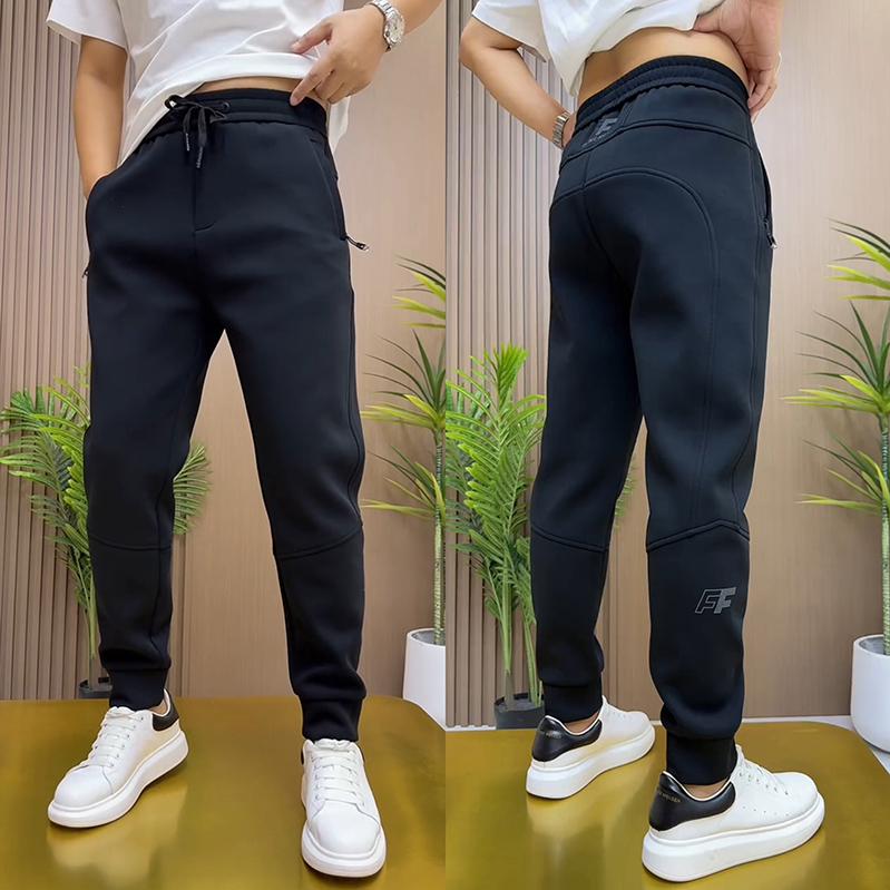 Spring New Simple Black Casual Pants for Men, Versatile Letter Jogger Sweatpants, Light Luxury Versatile Harem Pants