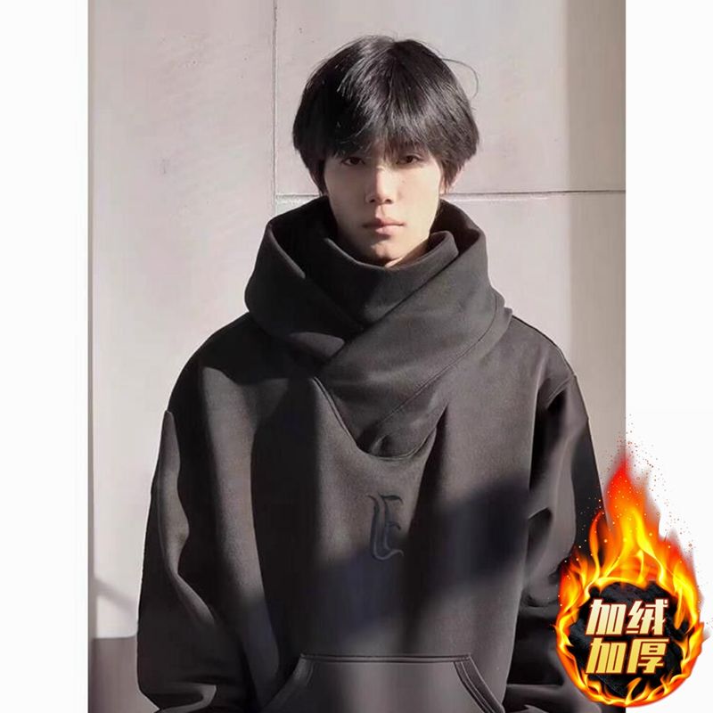 Cosplay-Style Hooded Sweatshirt for Men, Fleece-Lined and Thickened, Ihrsa-Style Clothing, Functional Ninja Hoodie Jacket