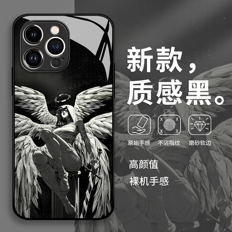 Dark Angel Phone Case Suitable for Apple 17 Pro Max, Artistic 16E Niche iPhone 15, European and American Style 14, High-End Feel 13 Pro Case, 12 Mini/11 New Model X/8 Plus/Xr/Xs/7/Air