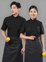 Черная юбка в складку, фартук, короткий рукав