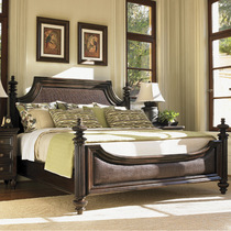 American retro distressed solid wood bed 1 8m European style carved rattan emperor bed double bed neoclassical wedding bed