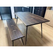 Nordic dining table iron art Italian style minimalist modern minimalist industrial style light luxury expression natural side table and chair combination furniture