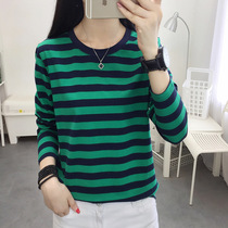 Watsons fat mm large size loose slimming long-sleeved T-shirt womens middle-aged mother autumn bottoming shirt to cover belly top