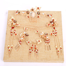 Bride Xiuhe hair accessories ancient costume Xiuhe clothing headdress set step rocking hair crown headband Hanfu fairy accessories set for women