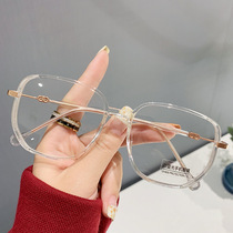 2023 New Polygonal Anti-Blue Light Glasses for Women Korean Style Large Frame Dot Diamond TR90 Ultra-Light No-Makeup Face Slimming Flat Glasses