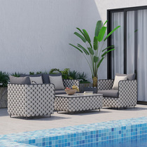 Nordic outdoor rope woven sofa villa courtyard aluminum alloy rattan sofa coffee table combination outdoor balcony sofa chair