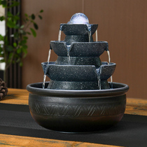 High-end fortune-producing Feng Shui rotating water fountain office fortune-producing Feng Shui ball ornaments living room desktop circulating water craft