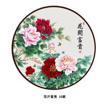 New Chinese style peony entrance hall decoration painting living room restaurant light luxury flower blooming wealth round hanging painting