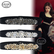 Miwuyoupin crystal girdle decorated high-end dress with rhinestone inlay and dress with waist and diamond inlay