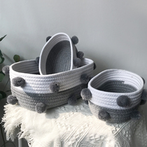 Nordic style cotton rope woven storage basket desktop snack key miscellaneous storage box cosmetics storage basket
