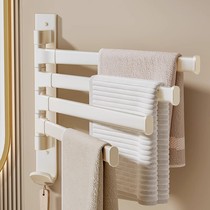 White bathroom towel rack rotating multi-pole punch-free space aluminum towel bar bathroom dormitory storage hanging shelf