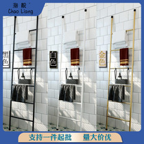 Nordic simple bedroom iron wall-mounted coat rack floor-standing ladder-shaped clothes storage rack clothes hanger towel rack