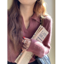 Right shoulder polo collar sweater for women in autumn and winter high-end and chic design thickened inner top base sweater