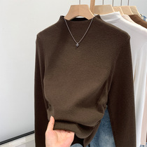 Gold Medal American Style 2024 Autumn Korean Style Simple Half Turtle Collar Bottoming Shirt Design Niche Long Sleeve Knitted Sweater Solid Color