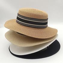 rend Fashion Retro Summer Flat Top Wide Brim Woven Straw Hat