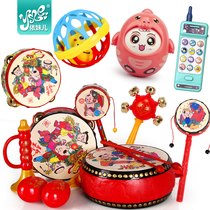Rattle baby toy can chew traditional old-fashioned wave drum baby hand tambourine 0-1 years old 3-1