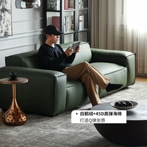 Italian style full leather sofa living room tofu block minimalist modern simple straight row leather down sofa leather art sofa