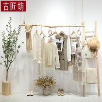 Clothing store display rack branch hanger store shelf clothing hanger hanging rack hanging ring about clothes rack wood