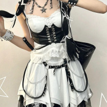 日本FC炸街暗黑少女裹胸束腰外搭鱼骨钢圈辣妹装饰修身背带式腰封