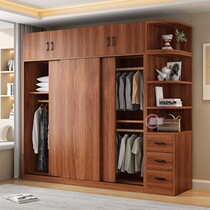 Wardrobe Home Bedroom Cabinet Childrens Wardrobe Log Small Apartment Sliding Door Storage Cabinet Rental House Solid Wood Sliding Door