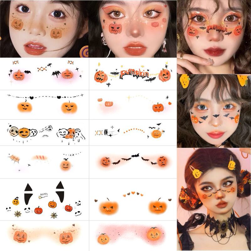 Halloween Pumpkin Makeup Tattoo Stickers Cute Cartoon Bat Pumpkin Colorful Stickers for Kindergarten Kidsren's Faces Halloween Pumpkin Makeup Tattoo Stickers Cute Cartoon Bat Pumpkin Colorful Stickers for Kindergarten Kidsren's Faces