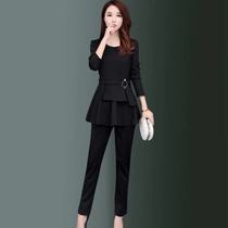 Autumn New Fat Sister Plus Size Womens Clothing 200 Jin Suit Womens Spring and Autumn Fashion Temperament Casual Long Sleeve Two-piece Set