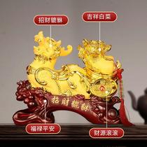 Lucky ornaments resin velvet sand gold lucky pixiu unicorn ornaments creative office desktop home opening gifts