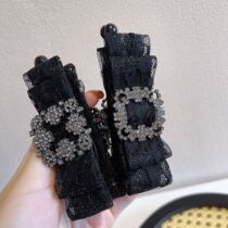 Korean Dongdaemun Black Lace Rhinestone Banana Clip Vertical Clip Ponytail Horizontal Clip Internet Celebrity One-Word Clip Headwear on the Back of the Head
