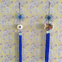 Korean handicraft solid wood peace drum folk supplies blue round drum decorative pendant No. 5 drum