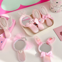 Cute childrens hair comb with mirror small comb for broken hair 2024 new style girl Internet celebrity baby girl anti-static