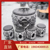 Henan stone table stone stool courtyard garden bluestone antique hollow round table outdoor leisure home stone tea table stool