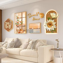 Qt high-end living room decoration painting sofa background wall mural luminous creative cream style combination hanging painting new