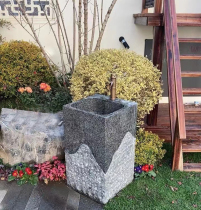 Stone column wash basin outdoor courtyard marble wash basin adult and children integrated granite stone pool