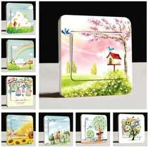 Household removable wall stickers cute cartoon switch stickers socket stickers home decoration self-adhesive waterproof and dustproof stickers