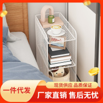 Ultra-narrow bedside cabinet bedroom storage rack sandwich iron bedside table rental room mini simple side table